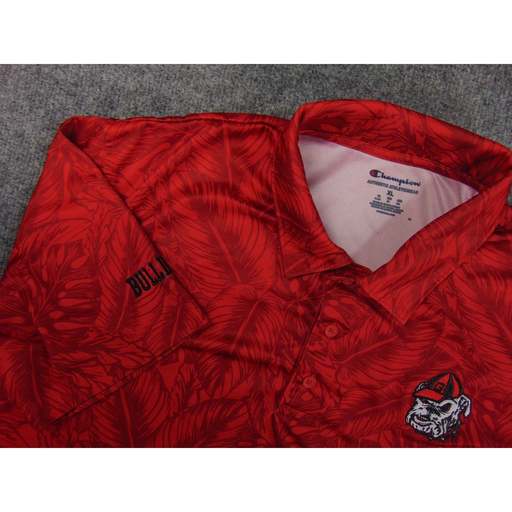 Georgia Bulldogs Polo Shirt Mens XL  Red Floral Tropical NCAA Gameday Champion